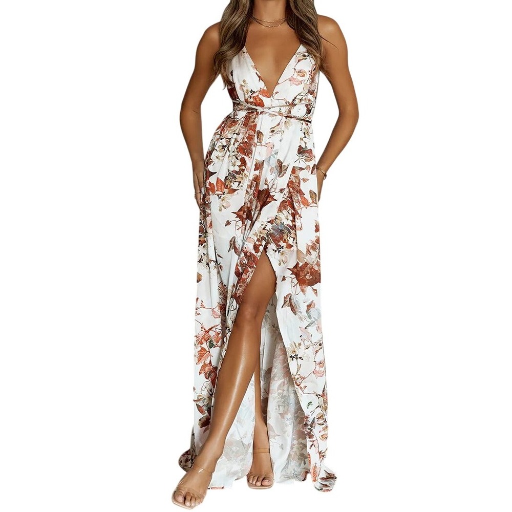 Hello Molly Mermaid Hotel Maxi Dress Size Large‎ Floral Print Strappy Backless